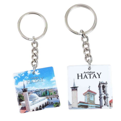 Hatay Themed Customised Uv Printed Plastic Base Round Keyring 40x108 mm - 2