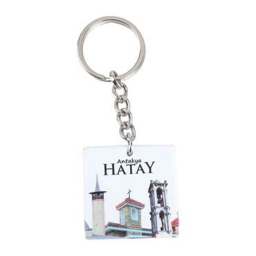 Hatay Themed Customised Uv Printed Plastic Base Round Keyring 40x108 mm - 3