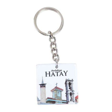 Hatay Themed Customised Uv Printed Plastic Base Round Keyring 40x108 mm - 3