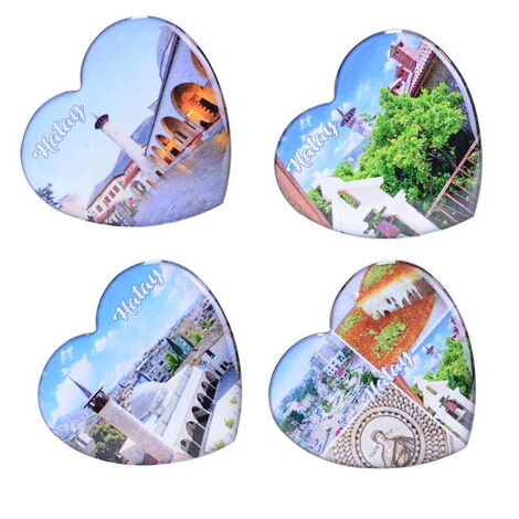 Hatay Themed Epoxy Dome Heart Souvenir Fridge Magnet 65x60 mm - 3