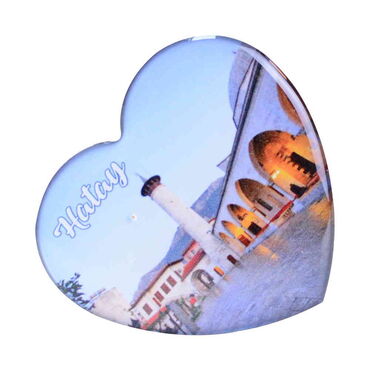 Hatay Themed Epoxy Dome Heart Souvenir Fridge Magnet 65x60 mm - 7