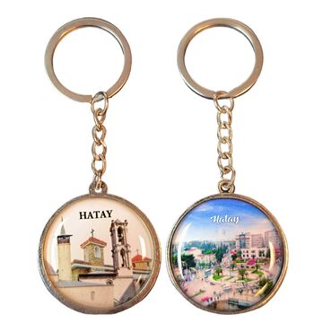 Hatay Themed Metal Double Sided Round Keychain 40x95 mm - 2