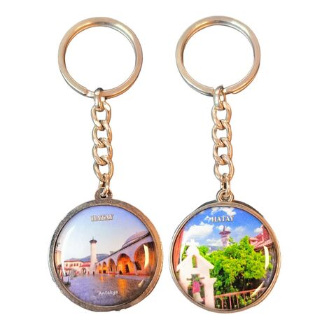 Hatay Themed Metal Double Sided Round Keychain 40x95 mm - 4