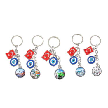 Hatay Themed Metal Evil Eye Enamel Keychain - 2