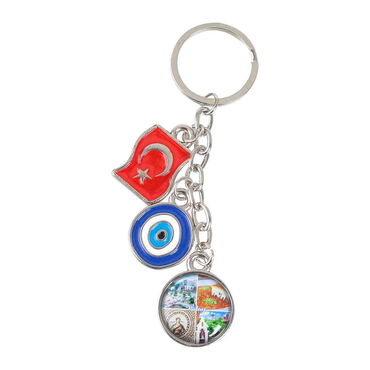 Hatay Themed Metal Evil Eye Enamel Keychain - 3