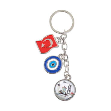 Hatay Themed Metal Evil Eye Enamel Keychain - 4