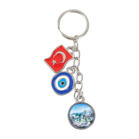 Hatay Themed Metal Evil Eye Enamel Keychain - 5