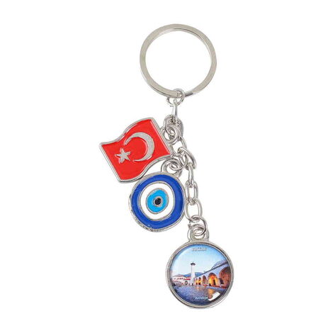 Hatay Themed Metal Evil Eye Enamel Keychain - 7