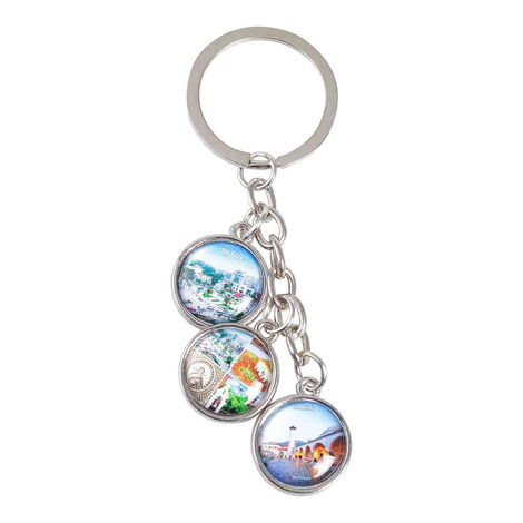 Hatay Themed Metal Keychain With 3 Charms - Round 40x90 mm - 4