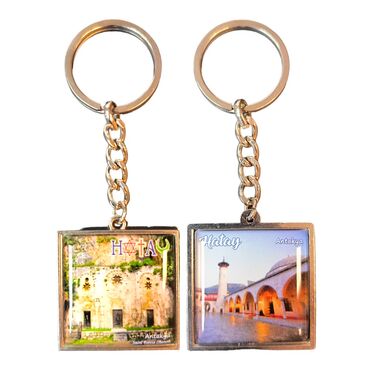 Hatay Themed Metal Square Shaped Double Sided Keychain 36x95 mm - 3