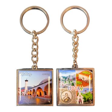 Hatay Themed Metal Square Shaped Double Sided Keychain 36x95 mm - 4