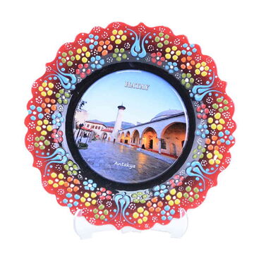 Hatay Themed Turkish Ceramic Plate With Epoxy 18 Cm - 6