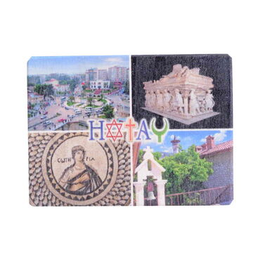 Hatay Themed Wooden Uv Printed Souvenir Fridge Magnet 93x68 mm - 3