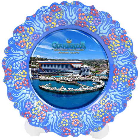 Hotel Themed Turkish Ceramic Plate With Epoxy 12 Cm - 4