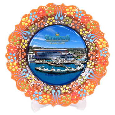 Hotel Themed Turkish Ceramic Plate With Epoxy 12 Cm - 6