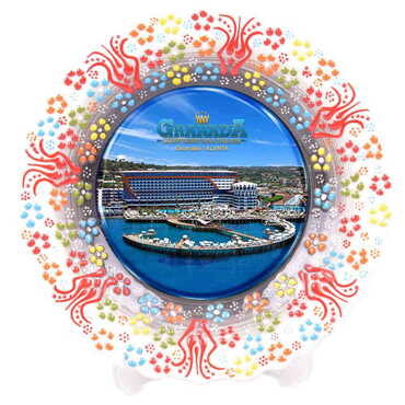 Hotel Themed Turkish Ceramic Plate With Epoxy 12 Cm - 13