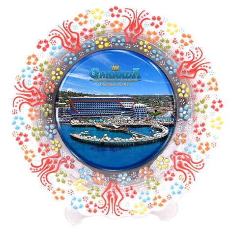 Hotel Themed Turkish Ceramic Plate With Epoxy 12 Cm - 13