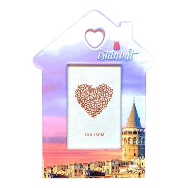 Toptan İstanbul Temalı Ev Şeki̇lli̇ Fotoğraf Çerçevesi̇ 10x15 Cm - 6