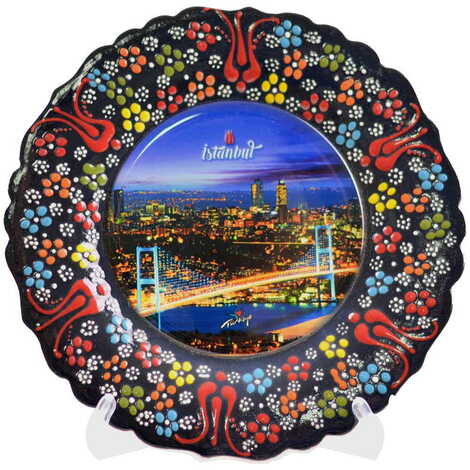 Toptan İstanbul Temalı Çini Myros Resim Tabak 18 cm - 5