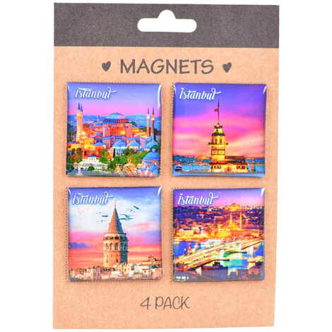 Toptan İstanbul Temalı Myros 4 Lü Kartonet Magnet Seti̇ 40*40 Mm - 5