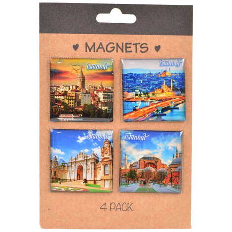 Toptan İstanbul Temalı Myros 4 Lü Kartonet Magnet Seti̇ 40*40 Mm - 6