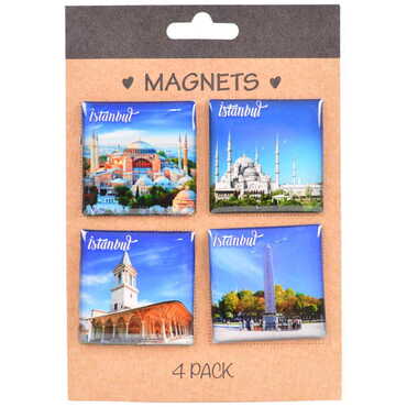 Toptan İstanbul Temalı Myros 4 Lü Kartonet Magnet Seti̇ 40*40 Mm - 8