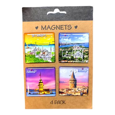 Toptan İstanbul Temalı Myros 4 Lü Kartonet Magnet Seti̇ 40*40 Mm - 9