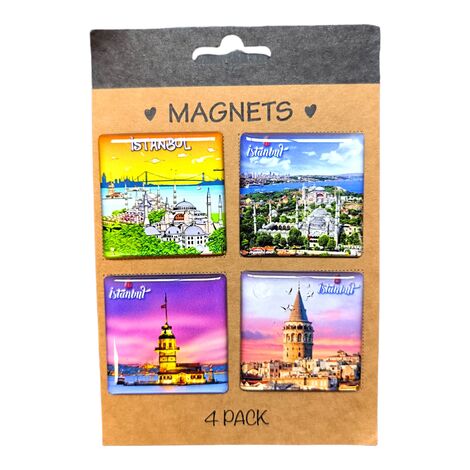 Toptan İstanbul Temalı Myros 4 Lü Kartonet Magnet Seti̇ 40*40 Mm - 9