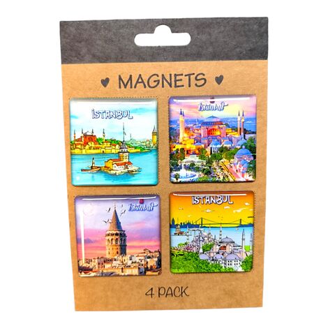 Toptan İstanbul Temalı Myros 4 Lü Kartonet Magnet Seti̇ 40*40 Mm - 11