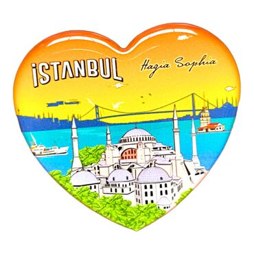 Toptan İstanbul Temalı Myros Kalp Magnet 65x60 mm - 17