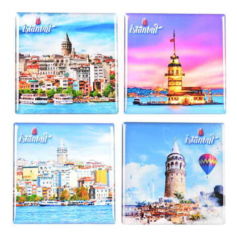 Toptan İstanbul Temalı Myros Kare Magnet 65x65 mm - 2