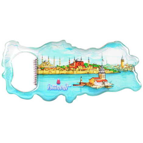 Toptan İstanbul Temalı Myros Metal Harita Açacak Magnet 100x45 mm - 6