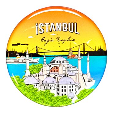 Toptan İstanbul Temalı Myros Yuvarlak Magnet 67 mm - 12