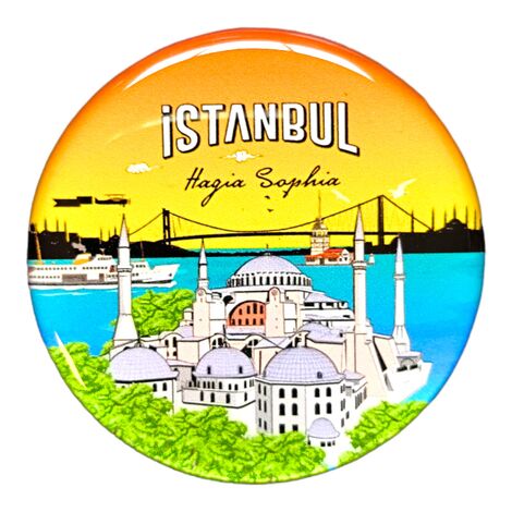 Toptan İstanbul Temalı Myros Yuvarlak Magnet 67 mm - 12