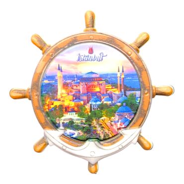 Toptan İstanbul Temalı Uv Baskılı Dümen Şekilli Magnet 82x82 mm - 8