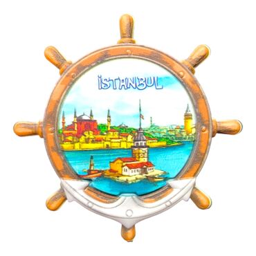 Toptan İstanbul Temalı Uv Baskılı Dümen Şekilli Magnet 82x82 mm - 9