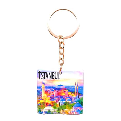 Toptan İstanbul Temalı Uv Baskılı Kare Anahtarlık 40x108 mm - 12