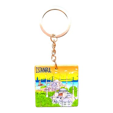 Toptan İstanbul Temalı Uv Baskılı Kare Anahtarlık 40x108 mm - 15