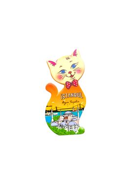 Toptan İstanbul Temalı Uv Baskılı Kedi Şekilli Magnet 43x87 mm - 12