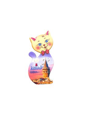 Toptan İstanbul Temalı Uv Baskılı Kedi Şekilli Magnet 43x87 mm - 15