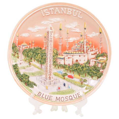 Istanbul Themed Brown Ceramic Plate 20 Cm - 1