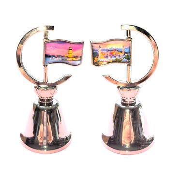 Istanbul Themed Collectible Souvenir Double Side Metal Spinner Flag Bell 44x96 mm - 4