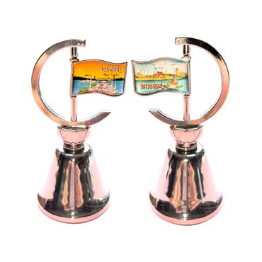 Istanbul Themed Collectible Souvenir Double Side Metal Spinner Flag Bell 44x96 mm - 5