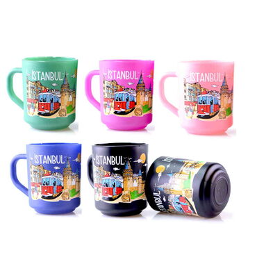 Istanbul Themed Colored Glass Mug - 3