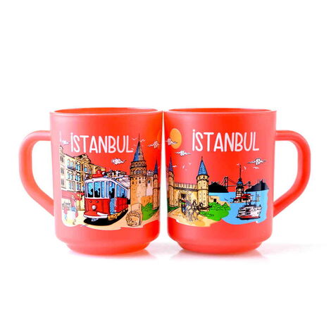 Istanbul Themed Colored Glass Mug - 4