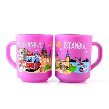 Istanbul Themed Colored Glass Mug - 5