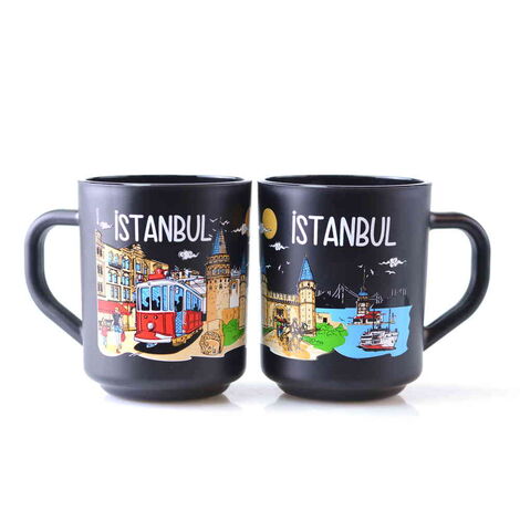 Istanbul Themed Colored Glass Mug - 6