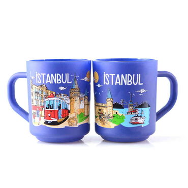 Istanbul Themed Colored Glass Mug - 7