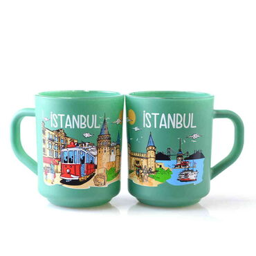 Istanbul Themed Colored Glass Mug - 8