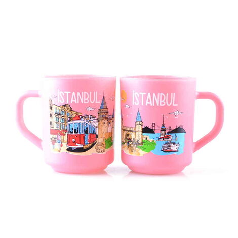 Istanbul Themed Colored Glass Mug - 9